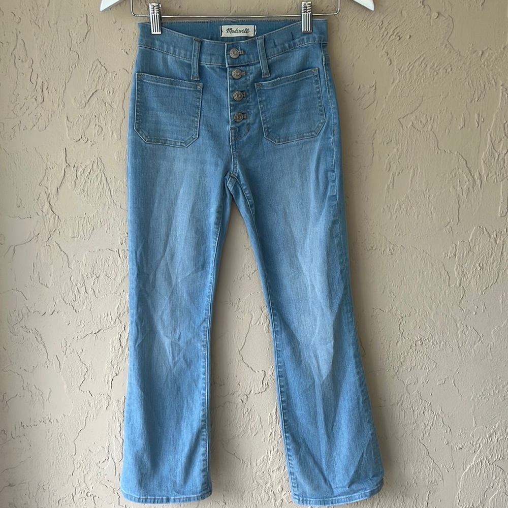 Madewell Cali Demi boot size 23 light wash jeans flare leg button fly